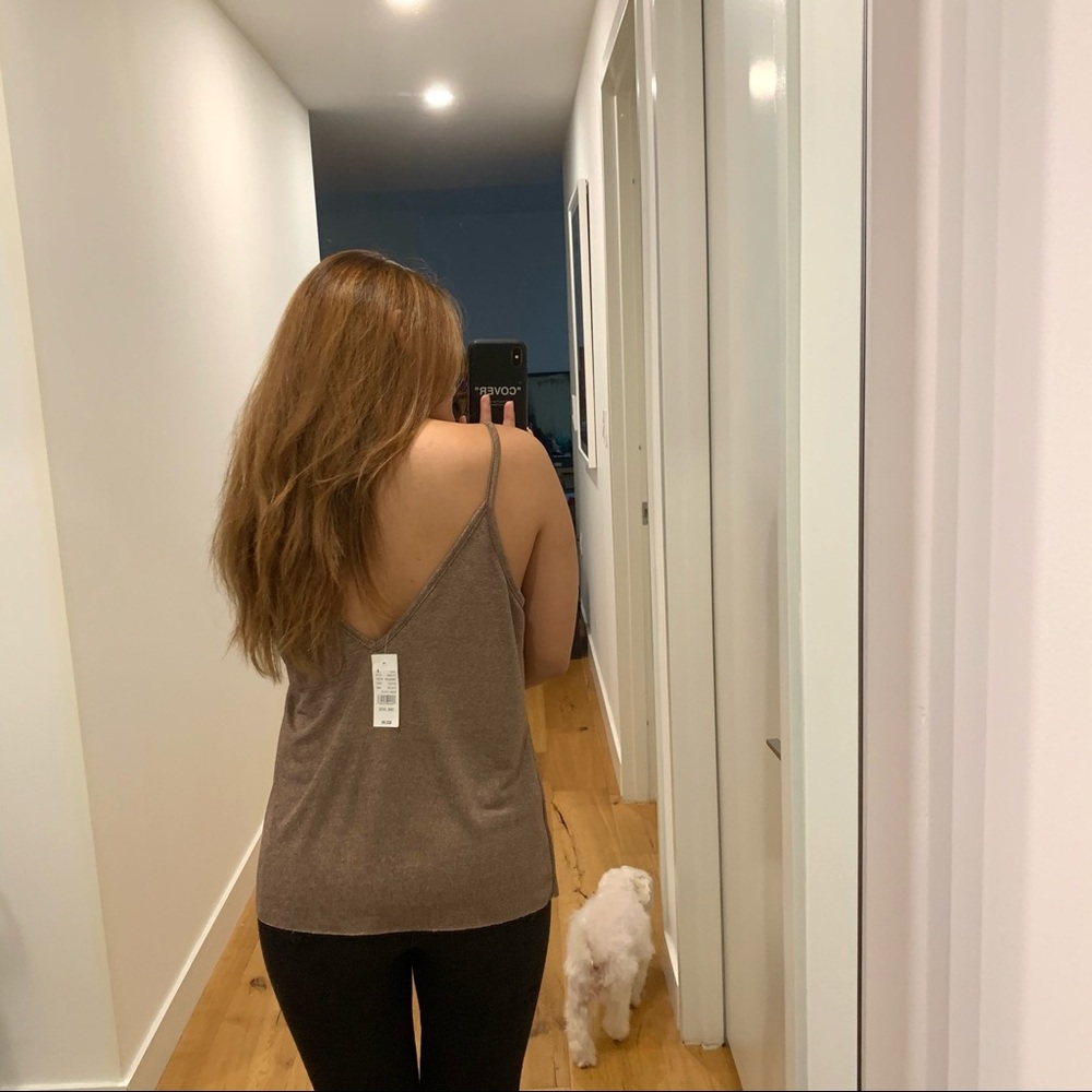 LA Hearts rose gold metallic v-neck tank top